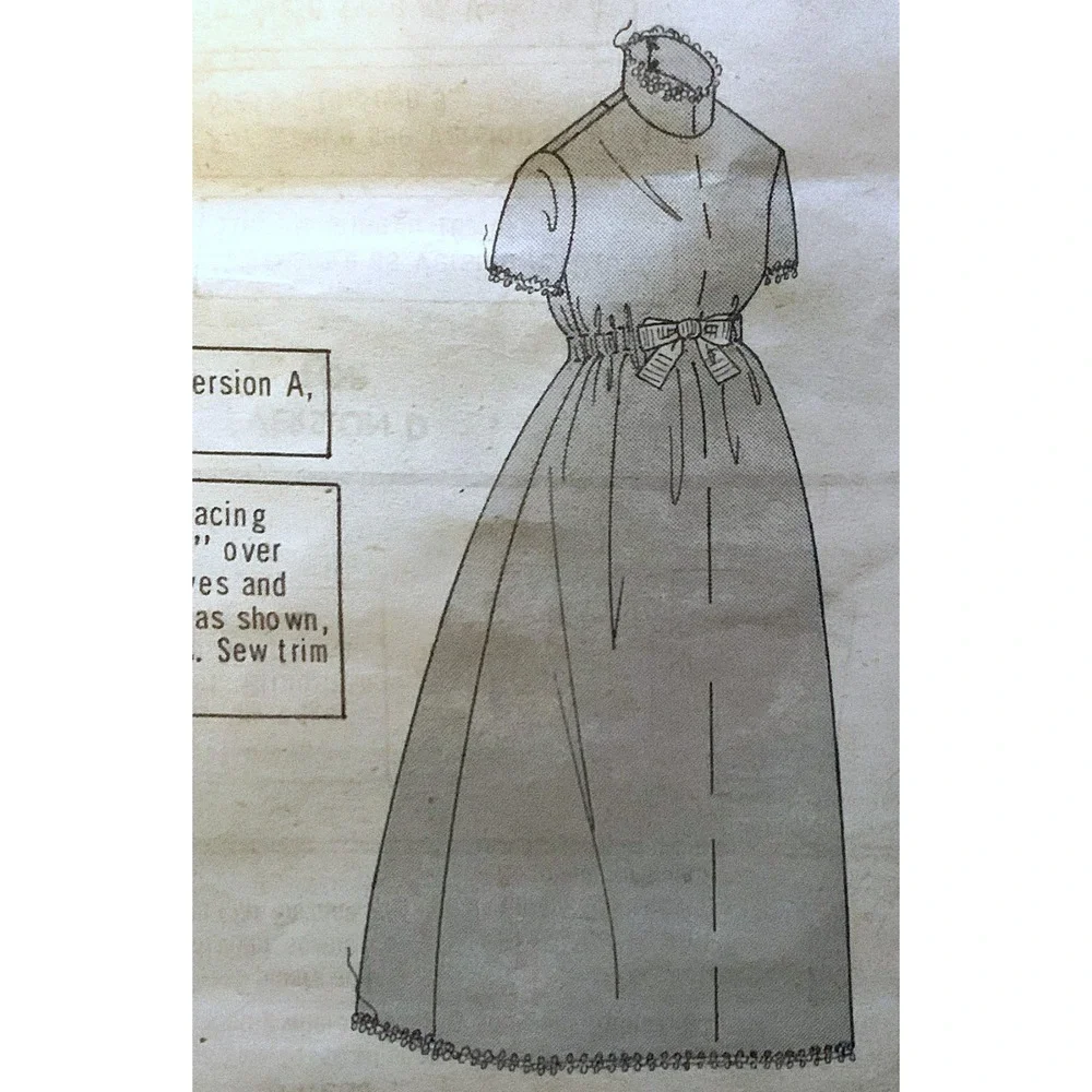 Vogue Pattern 60s Retro Empire Adj Dress Gown Wide Flared Pant EZ Maternity 34